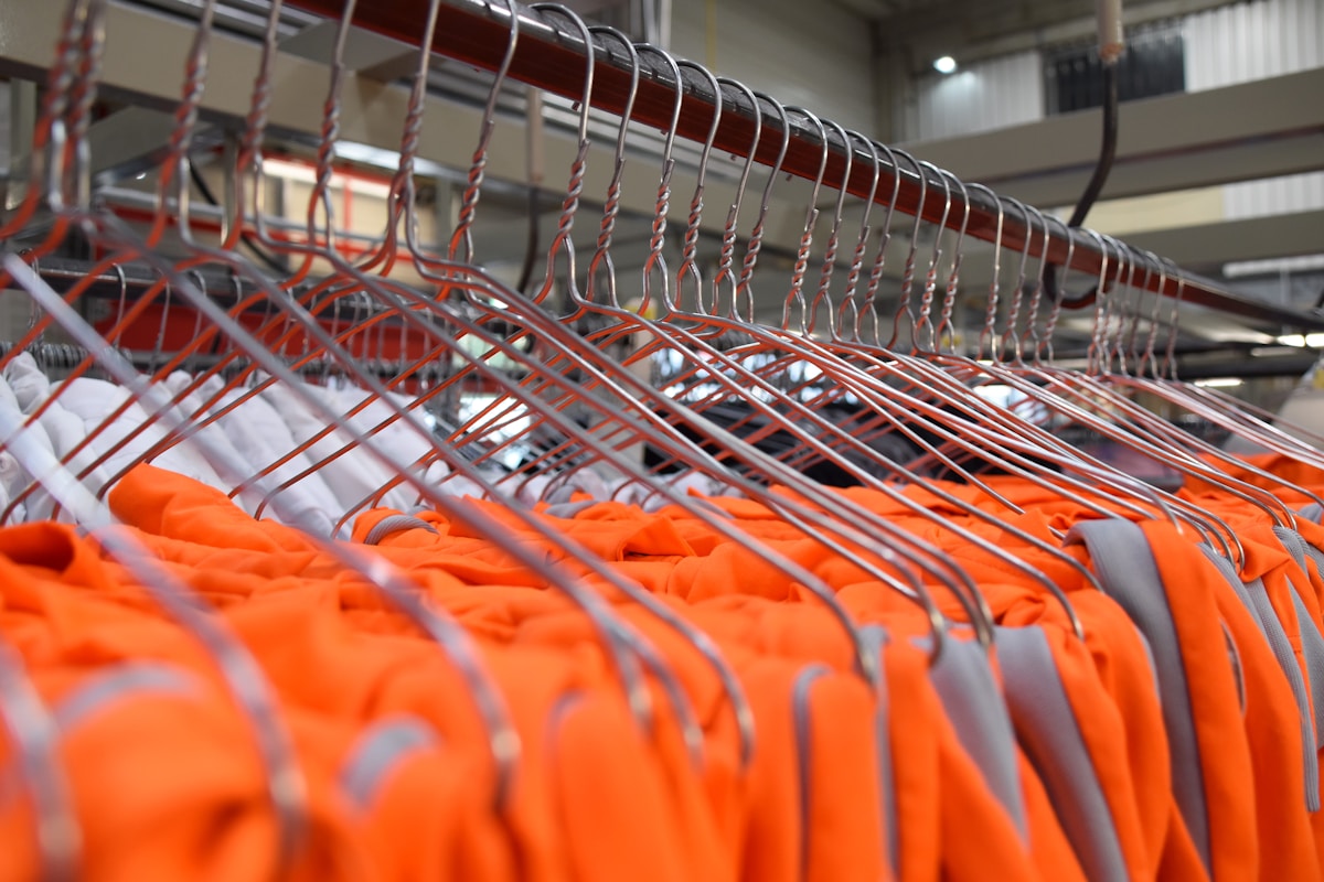 Corporate shirts on hangers