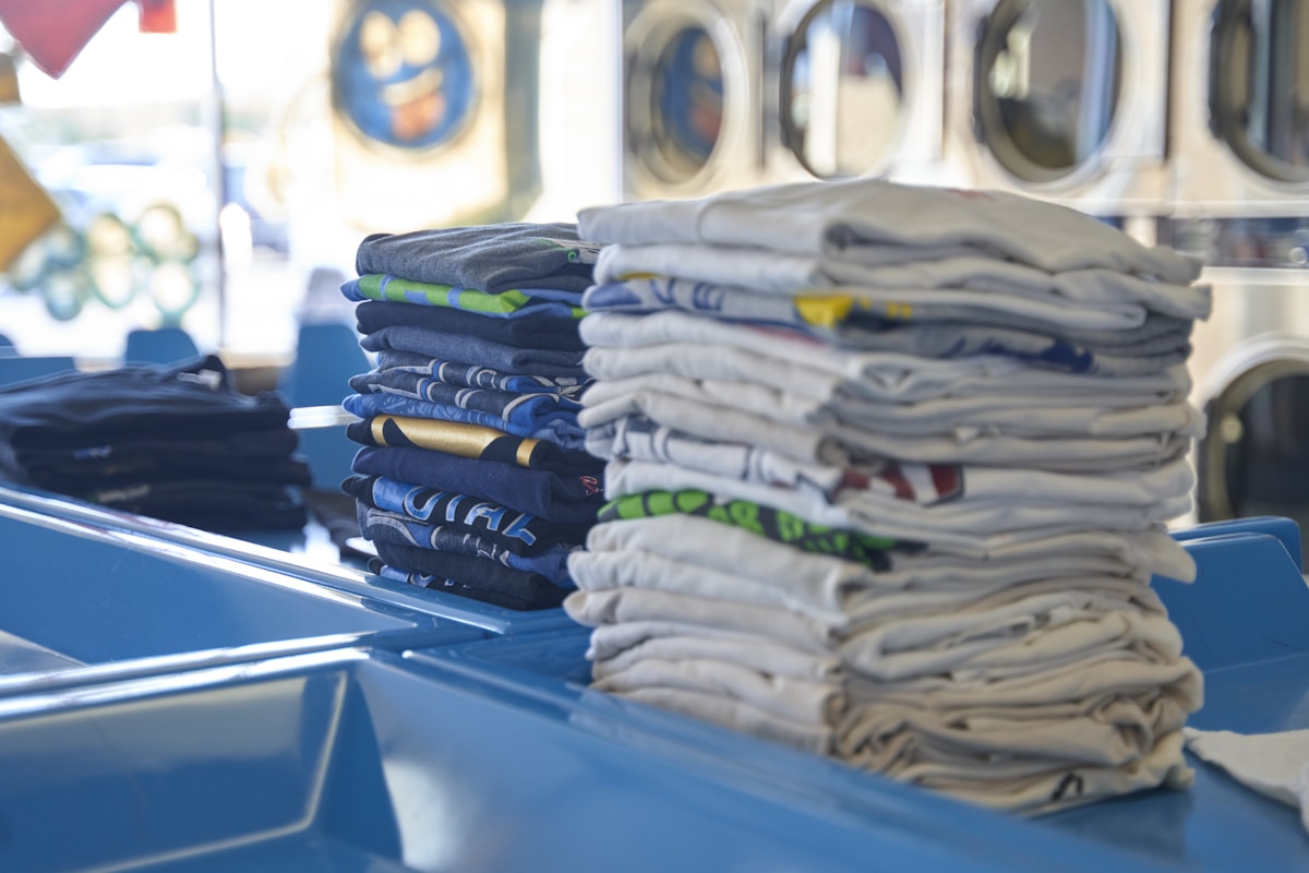 Folded household laundry